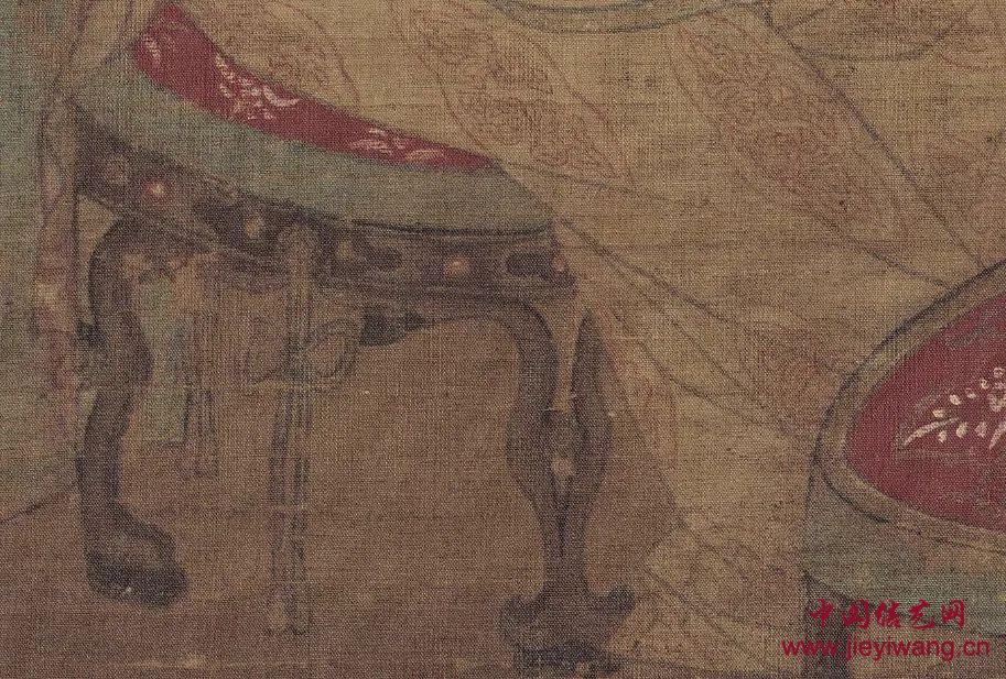 唐代金舞马衔杯纹银壶上的结饰 唐代金舞马衔杯纹银壶上的结饰