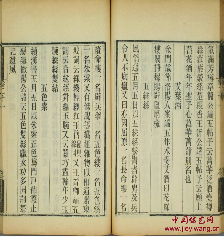 《岁时广记》卷二十四·端午中 五彩绳的编法记录